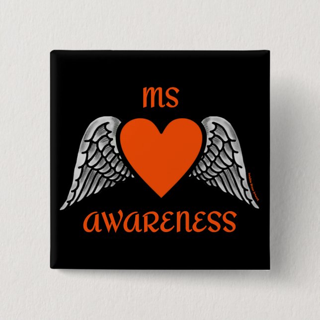 Badge Carré 5 Cm Coeur/ailes...MS (Devant)