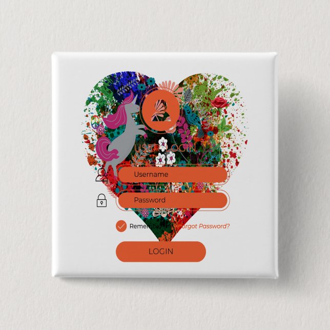 Badge Carré 5 Cm Coeur avec connexion (Devant)
