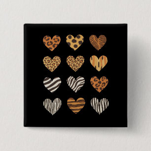 Badge Carré 5 Cm Cœur d'amour Léopard Mignon Saint-Valentin