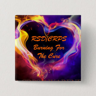 Badge Carré 5 Cm Coeur de bouton de conscience de RSD/CRPS