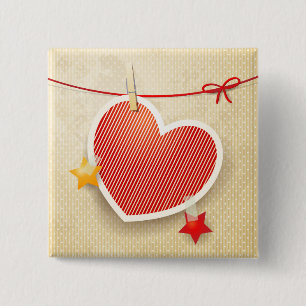 Badge Carré 5 Cm Coeur de papier