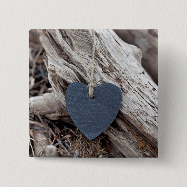 Badge Carré 5 Cm Coeur de plage (Devant)