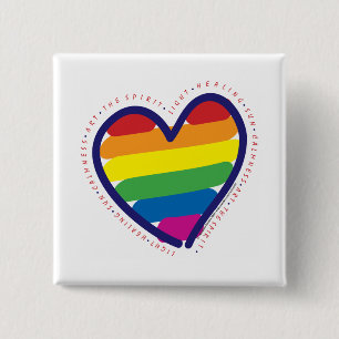 Badge Carré 5 Cm Coeur d'esprit Gay pride