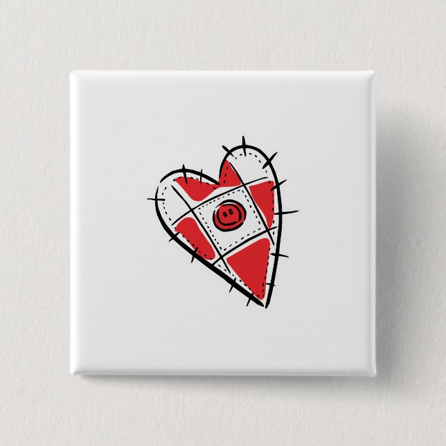 Badge Carré 5 Cm coeur du coussin (Devant)