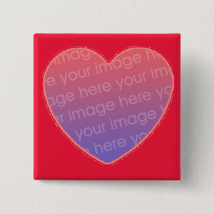 Badge Carré 5 Cm coeur en rouge avec votre photo