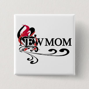 Badge Carré 5 Cm Coeur gothique Nouveau maman Tshirts et cadeaux