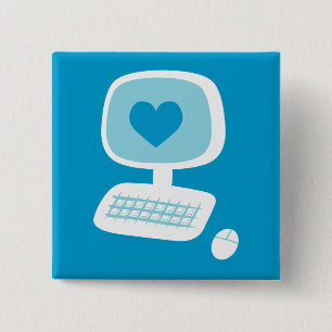 Badge Carré 5 Cm Coeur informatique