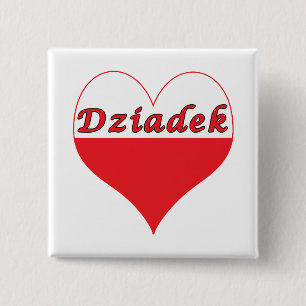 Badge Carré 5 Cm Coeur polonais Dziadek