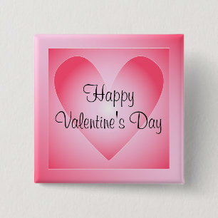 Badge Carré 5 Cm Coeur rose et blanc
