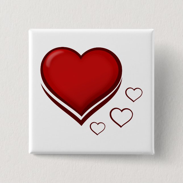 Badge Carré 5 Cm Coeur rouge (Devant)