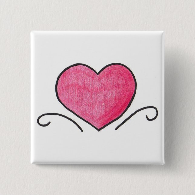 Badge Carré 5 Cm Coeur simple (Devant)