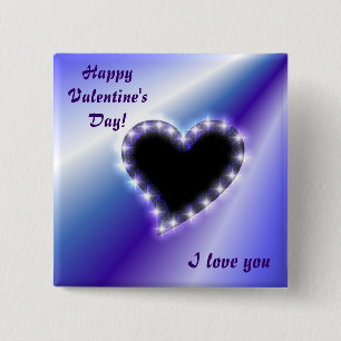 Badge Carré 5 Cm Coeur sur arc-en-ciel violet