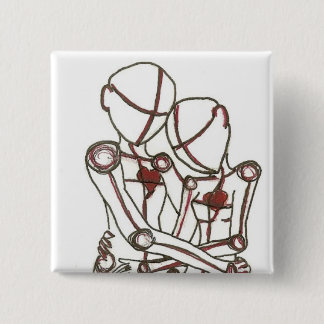 Badge Carré 5 Cm coeurs