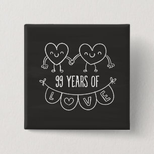 Badge Carré 5 Cm Coeurs de calèche-cadeaux du 99e anniversaire
