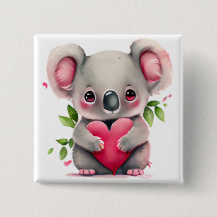 Badge Carré 5 Cm Coeurs ludiques - Enfants Saint-Valentin
