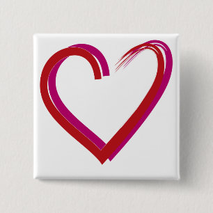 Badge Carré 5 Cm Coeurs rouges cool