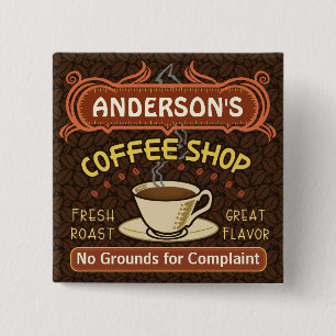 Badge Carré 5 Cm Coffee shop with Mug Create Your Own Personalized