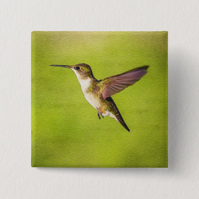 Badge Carré 5 Cm Colibri d'aquarelle (Devant)