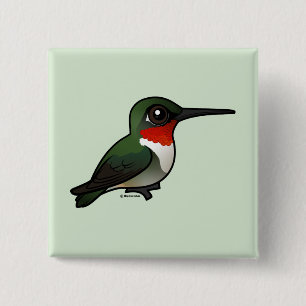 Badge Carré 5 Cm colibri Rubis-throated
