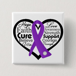 Badge Carré 5 Cm Collage du ruban du coeur de Lupus