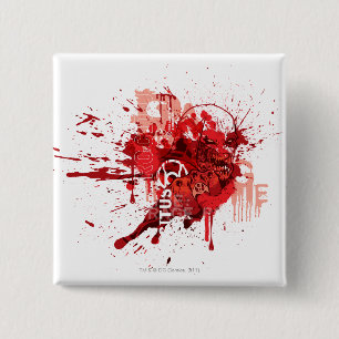 Badge Carré 5 Cm Collage rouge de corps de lanterne