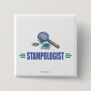 Badge Carré 5 Cm Collecte de timbres humoristiques