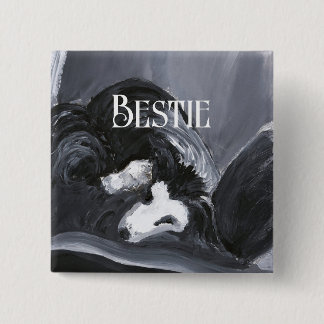Badge Carré 5 Cm Collie Bordure Possédant Peinture personnalisée