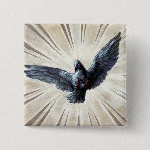 Badge Carré 5 Cm colombe