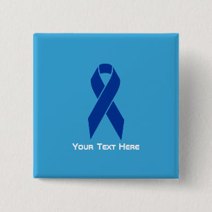 Badge Carré 5 Cm Colon Cancer Awareness Bleu Ruban