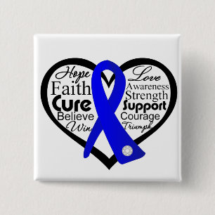 Badge Carré 5 Cm Colon Cancer Heart Ribbon Collage