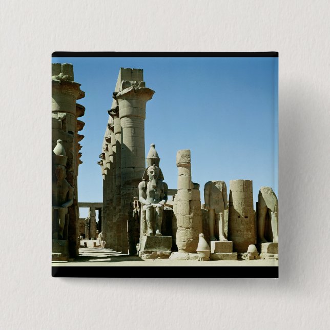 Badge Carré 5 Cm Colosses Ramesses II et pylône d'Amenophis (Devant)