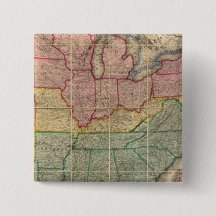 Badge Carré 5 Cm Colton's Railroad and County Map, États-Unis