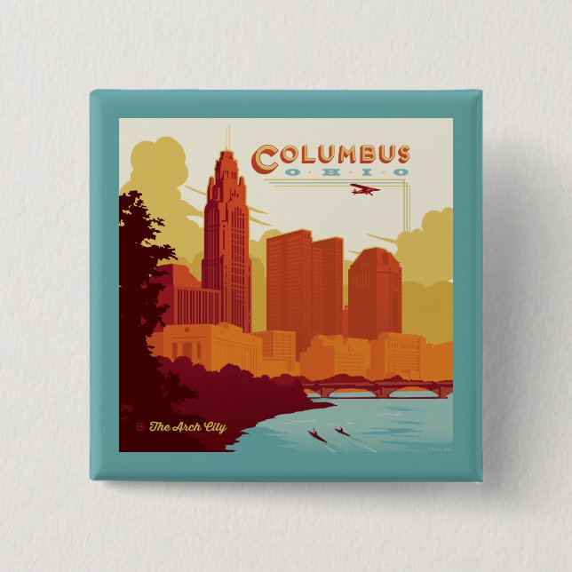 Badge Carré 5 Cm Columbus Ohio | Arch City (Devant)