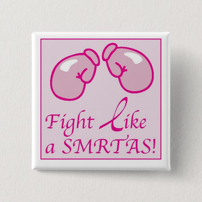 Badge Carré 5 Cm Combat du Cancer de Kathy (Devant)