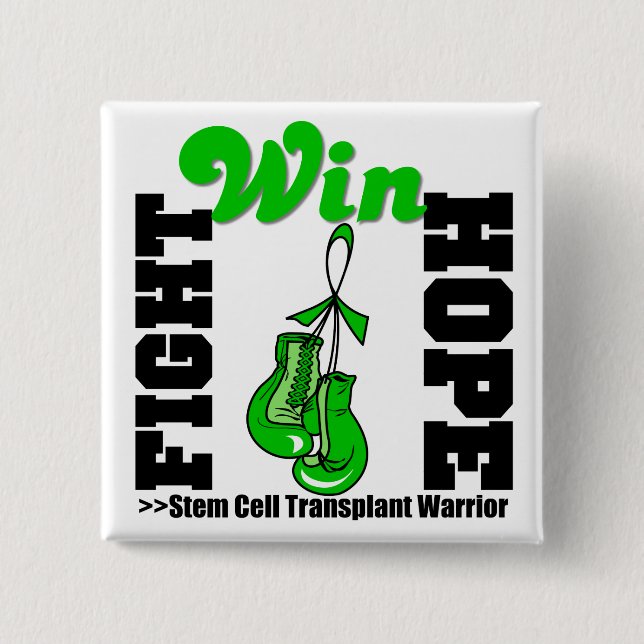 Badge Carré 5 Cm Combattez Croire Gagner Transplant Cellules Souche (Devant)