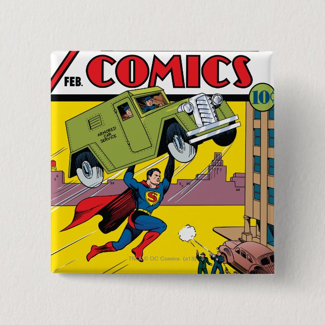Badge Carré 5 Cm Comics d'action #33 (Devant)