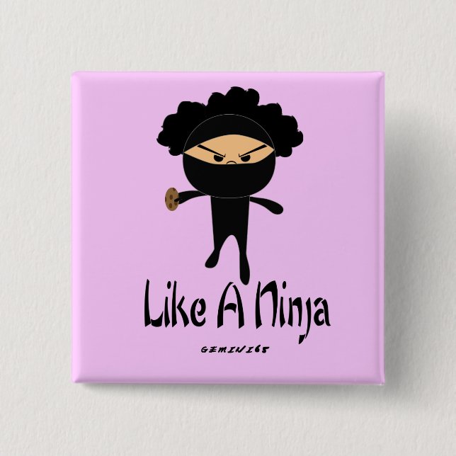 Badge Carré 5 Cm Comme un Ninja (Devant)