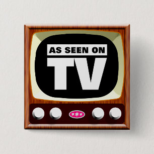 Badge Carré 5 Cm Comme vu à TV - rétro TV