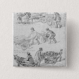 Badge Carré 5 Cm Commerçants de rue, Londres, 1842