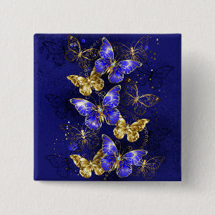 Badge Carré 5 Cm Composition avec papillons Sapphire
