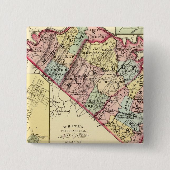 Badge Carré 5 Cm Comtés de Morgan, Berkeley et Jefferson (Devant)