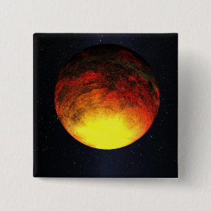 Badge Carré 5 Cm Concept d'artiste de Kepler-10b