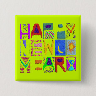 Badge Carré 5 Cm Conception "bonne année " des textes