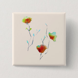 Badge Carré 5 Cm Conception d'art de fleur abstraite simple moderne