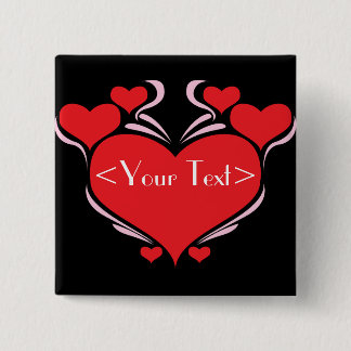 Badge Carré 5 Cm Conception de coeur personnalisable,<Your Text>