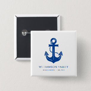 Badge Carré 5 Cm Conception de croisière familiale nautique d'ancre