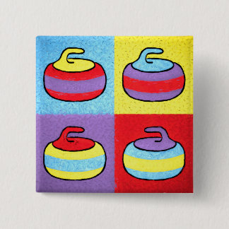Badge Carré 5 Cm Conception de curling Pop Art Rocks