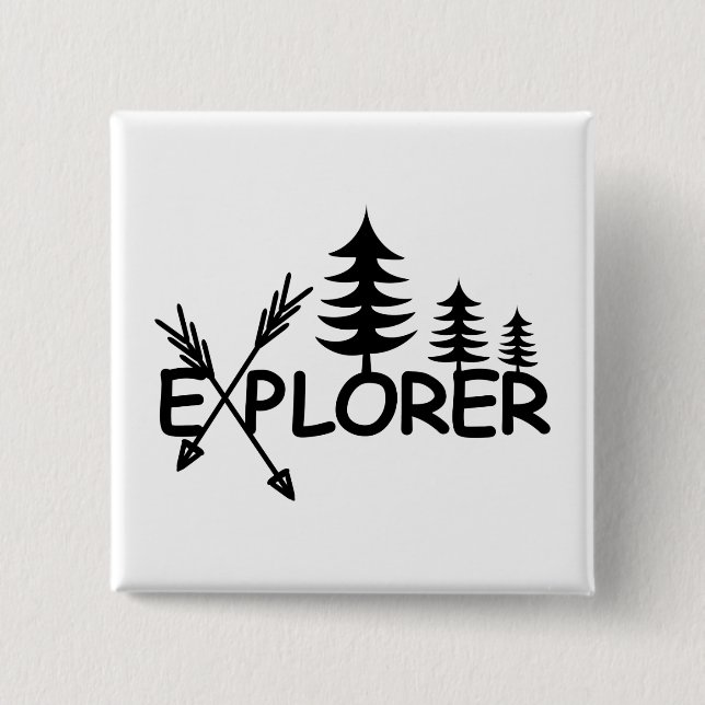 Badge Carré 5 Cm Conception de l'explorateur - Bouton (Devant)