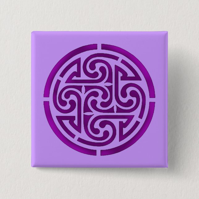 Badge Carré 5 Cm Conception de noeud violet celtique (Devant)