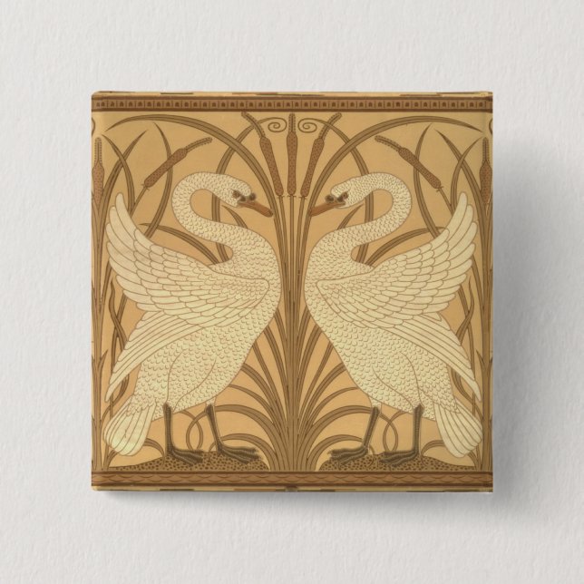 Badge Carré 5 Cm Conception de papier peint de cygne (Devant)
